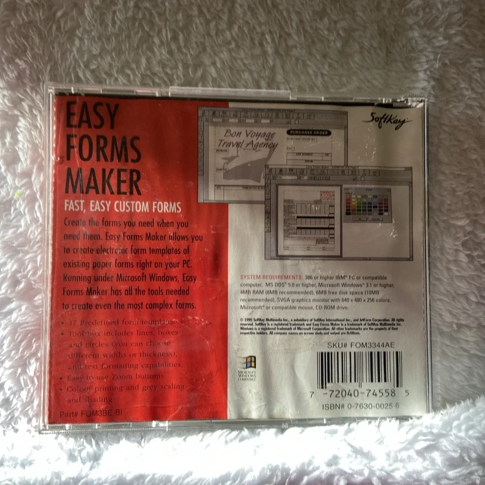 Easy Forms Maker PC CD Rom 1995 Extension Vtg Softkey‎